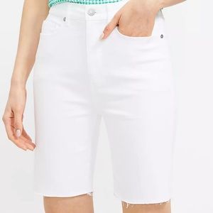 Loft Women High Waist Fresh Cut Denim Bike Shorts 27/4 white